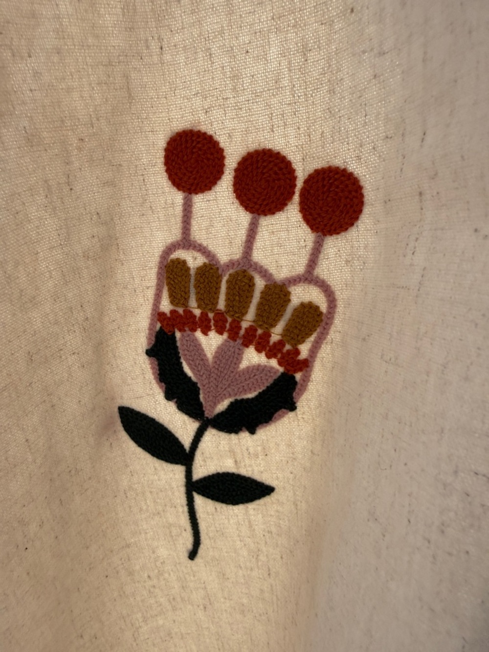 MABLE Cream Mini Dress with Red and Green Embroidery - Picture 4 of 4